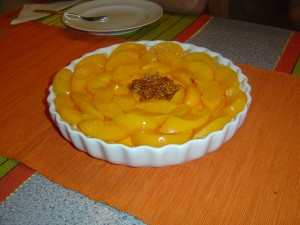 Tarte de requeijão com pêssego